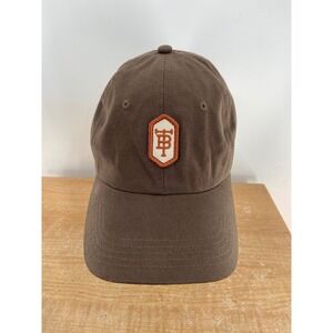 Tom Beckbe Mens Brown Cotton Canvas Baseball Cap Adjustable Leather Strap Hat